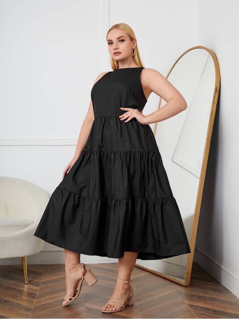 SHEIN Unity Plus Size Ruffle Hem Smock Dress 4X / 20
